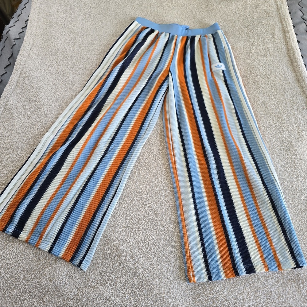 Adidas Originals Summer Glow Crochet Knitted Firebird Wide Leg Track Pants XL